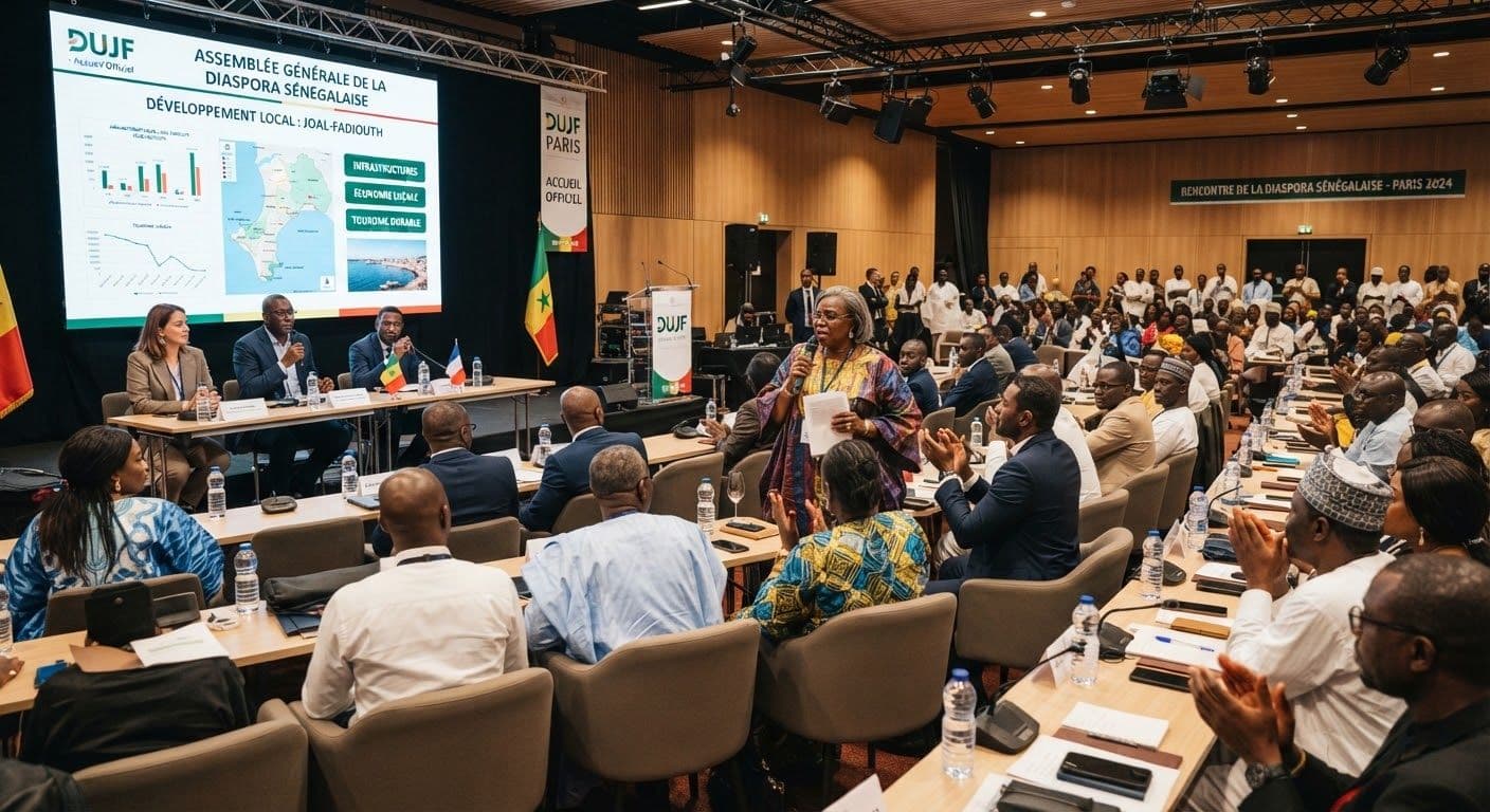 Assemblée générale de la diaspora sénégalaise réunie dans une salle de congrès à Paris.
